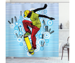 Teenager on Skateboard Shower Curtain