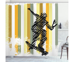 Skateboarder Scribble Shower Curtain
