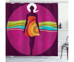 Woman in Abstract Dress Shower Curtain