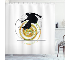 Skater Man Spiral Circles Shower Curtain