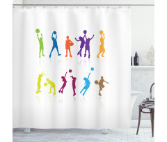Colorful Kids Basketball Shower Curtain