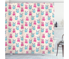 Fun Kids Cartoon Hearts Shower Curtain