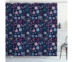 Pansy Bluebell Dandelion Shower Curtain