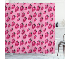 Pop Art Style Strawberry Shower Curtain