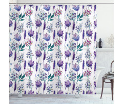 Botany Plants Watercolor Shower Curtain