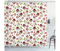 Forest Elements Fungus Shower Curtain