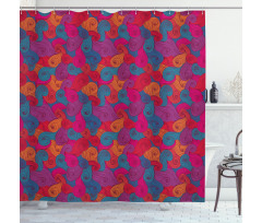 Colorful Swirls Curls Shower Curtain