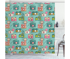Hipster Photo Cameras Shower Curtain