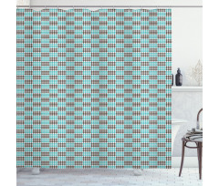 Bicolor Checkered Retro Shower Curtain