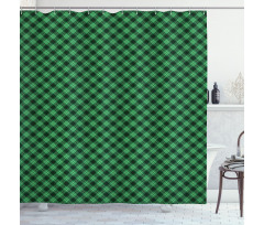 Diagonal Tartan Green Shower Curtain