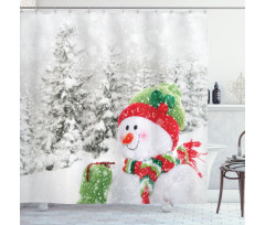 Snowy Woodland Holiday Shower Curtain