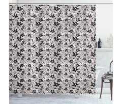 Gothic Style Rose Petals Shower Curtain