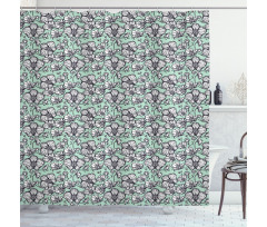 Hand Drawn Orchid Doodle Shower Curtain