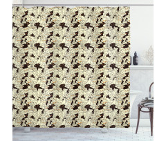 Sketch Style Kitten Design Shower Curtain