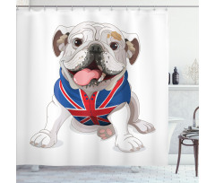 Puppy with Flag Shower Curtain