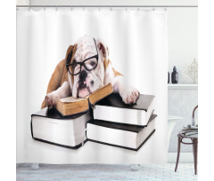 Glasses Dog Shower Curtain