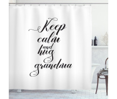 Hugging Grandma Calligraphy Shower Curtain