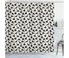 Funny House Pet Silhouettes Shower Curtain