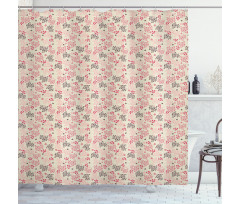 Pastel Flowers Leaves Shower Curtain