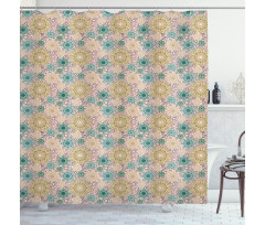 Oriental Floral Pattern Shower Curtain