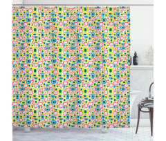 Colorful Retro Shapes Shower Curtain
