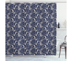 Curved Eastern Leaves Shower Curtain