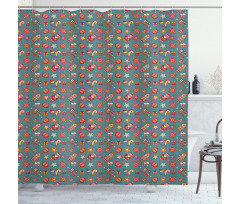 Noel Themed Cartoon Shower Curtain