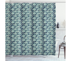 Oriental Folkore Flowers Shower Curtain