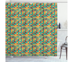 Polka Dots with Petals Shower Curtain