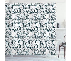 Skulls and Graffiti Doodle Shower Curtain