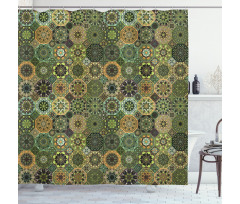 Oriental Floral Octagon Shower Curtain