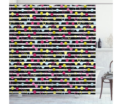 Retro Stripped Backdrop Shower Curtain