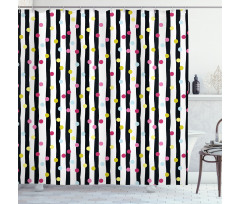 Colorful Dots and Stripes Shower Curtain