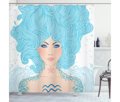 Blue Woman Shower Curtain