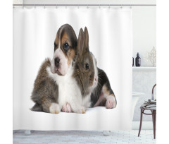 Rabbit Puppy Pet Friends Shower Curtain