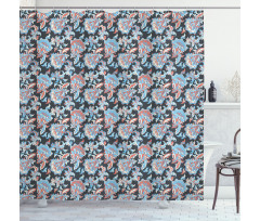 Retro Folk Blossoms Shower Curtain