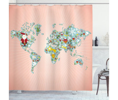 Reindeers Santa Snow Shower Curtain