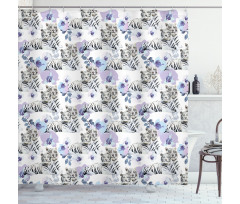 Leopards with Flowers Shower Curtain