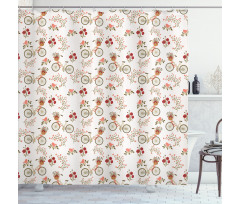 Bikes Poppy Flowers Shower Curtain