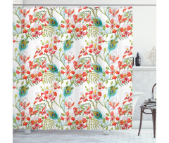 Peacock Feather Petunia Shower Curtain