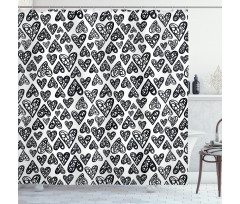 Romantic Hearts Pattern Shower Curtain