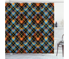 Modern Geometric Tartan Shower Curtain