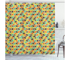 Hipster Geometric Tile Shower Curtain