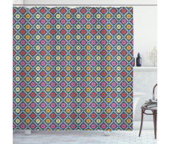 Checkered Floral Retro Shower Curtain