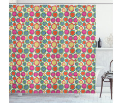 Doodle Floral Motifs Shower Curtain