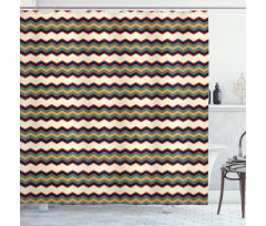 Retro Zig Zag Borders Shower Curtain