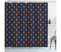 Pine Trees Checkered Shower Curtain