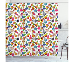 Playful Friendly Monsters Shower Curtain