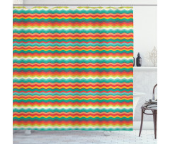 Geometric Abstract Wave Shower Curtain