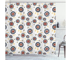Sunflowers and Funny Bees Shower Curtain